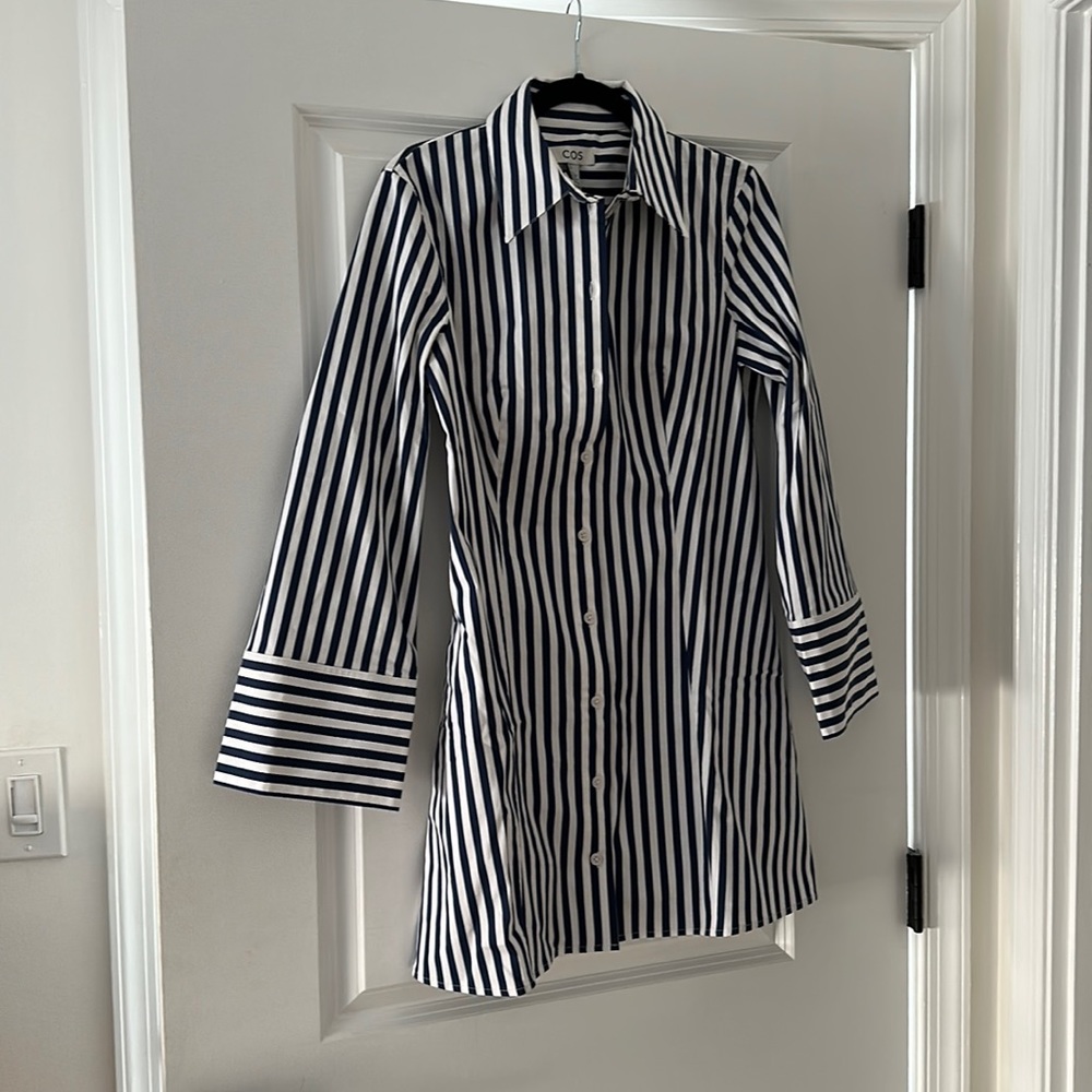 Cos fitted striped shirt dress